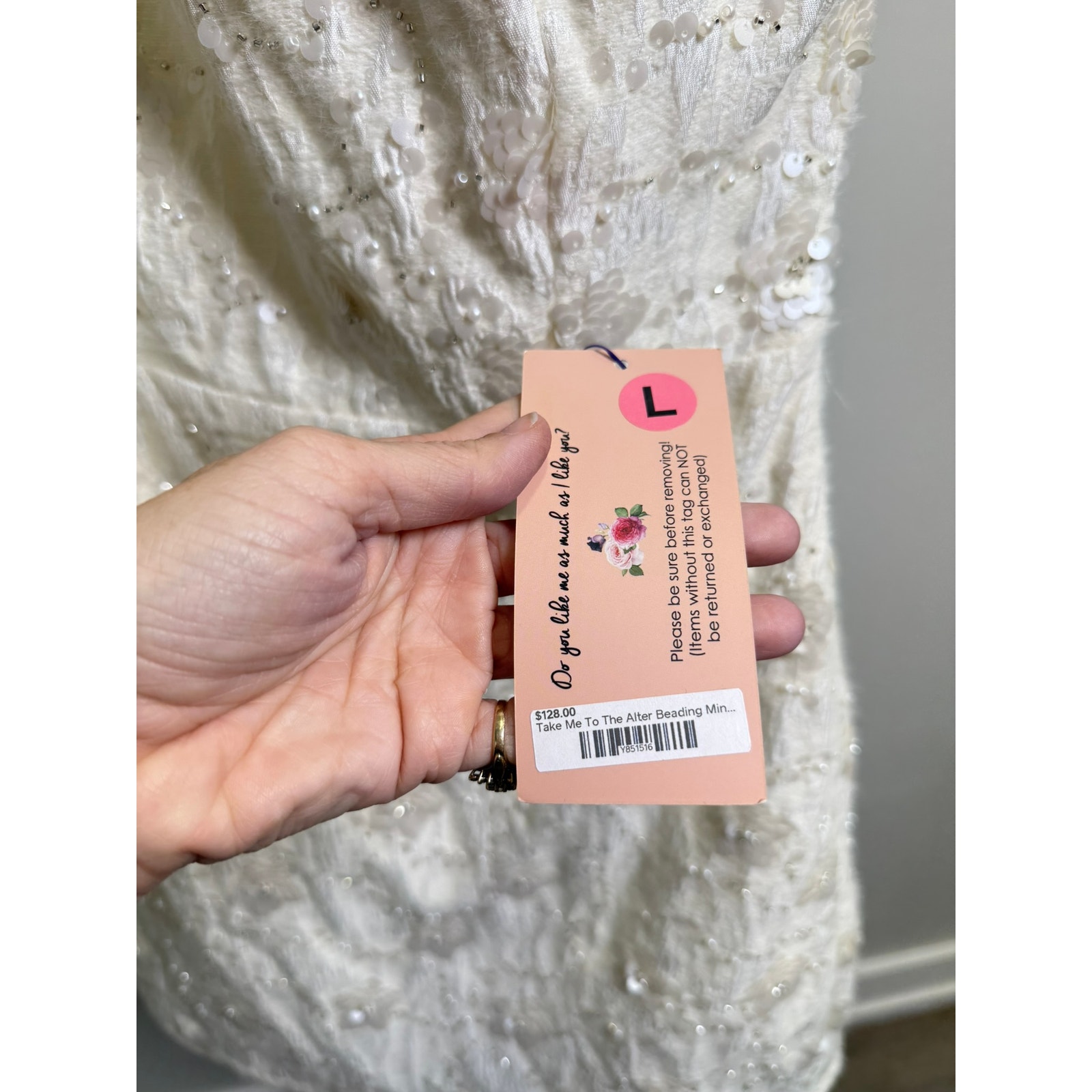 Pippa & Pearl Take Me To The Altar Bridal Beaded Mini Dress Nwt Large — image 4 of 8